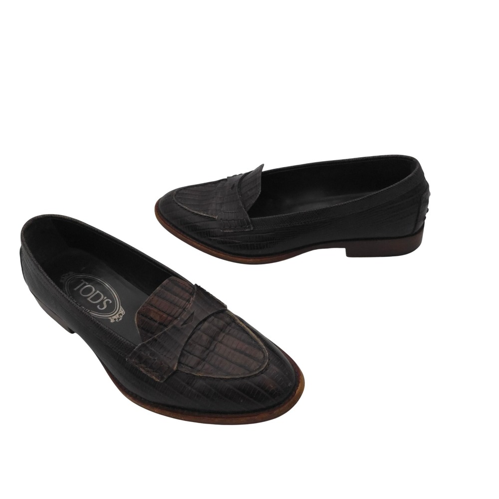 Tod's Textured Leather Penny Loafers Women's EU‎ 36.5 US 6.5 Made in Italy